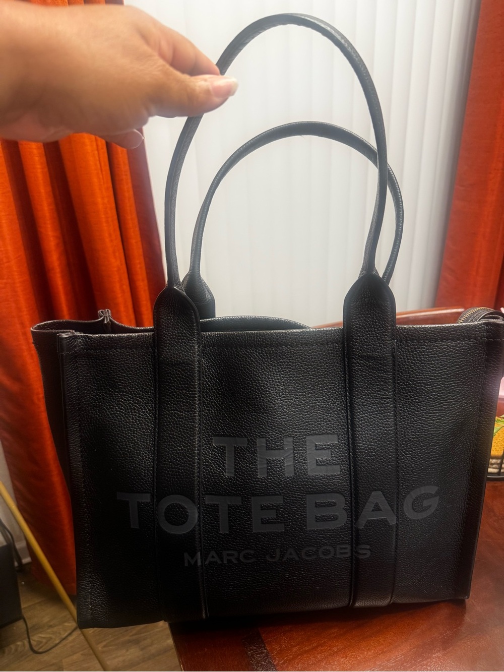 Marc Jacobs Black Pebbled Leather Tote with Embossed Logo